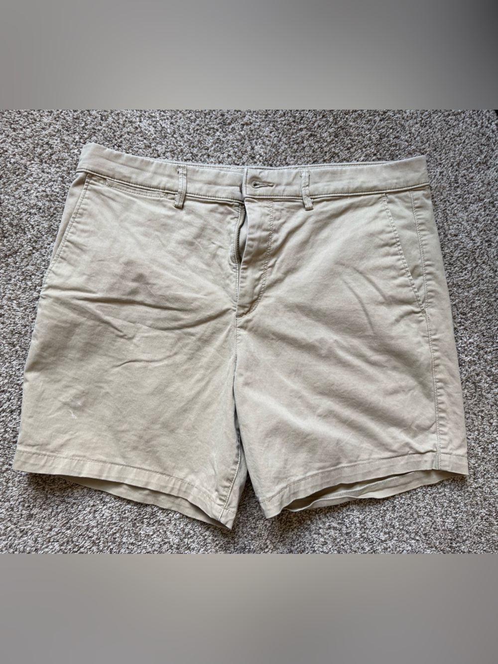 GAP Men's Beige Flat-Front Cotton Shorts